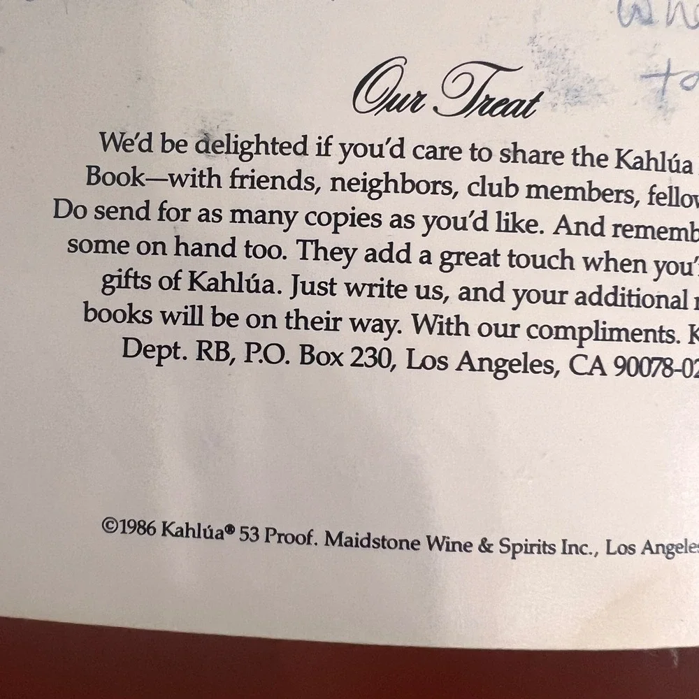 Kahlua vintage 1986